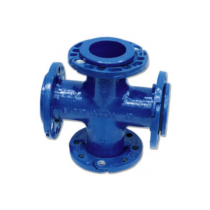 All flanged cross made ​​of ductile iron