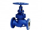 Globe Valve made of cast iron, bronze, stainless steel and blue epoxy paint finish